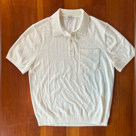 NWOT Madewell Pointelle Stitch Sweater Polo - Salt ivory - Medium - Picture 1 of 10